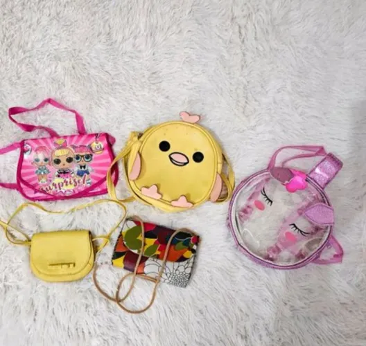 kit 5 bolsas infantis lol unicornio