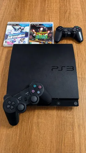 PS3 SLIM SONY + 2 CONTROLES + JOGOS COM ENTREGA GRÁTIS