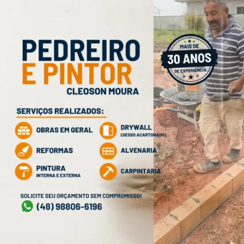 REFORMAS, PINTURA E OBRAS EM GERAL - PEDREIRO E PINTOR