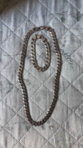 Kit corrente e pulseira de prata
