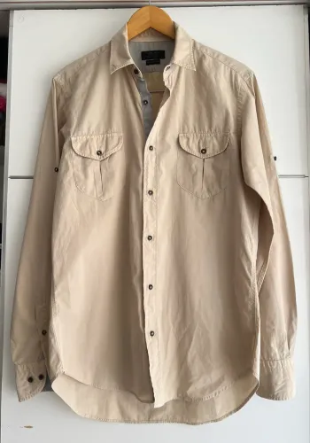 Camisa social bege masculina