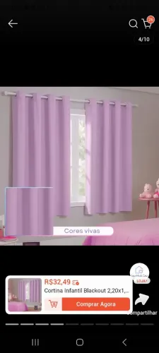 Cortina infantil rosa