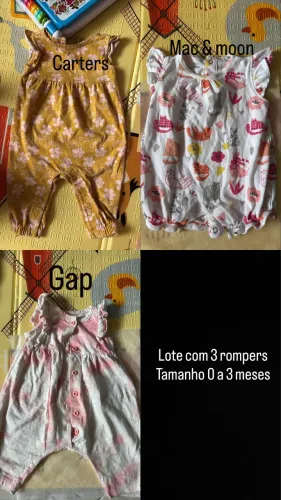 Lote com 3 rompers 0-3 meses