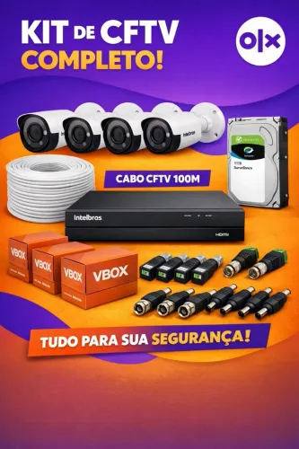 Kit CFTV Intelbras Completo 4 Câmeras + DVR + HD 1TB - Pronto pra Instalar