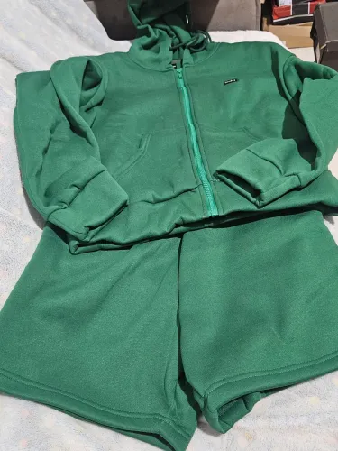 2 Peças Conjunto de Moletom Casual Solto Tricotado e Shorts com Cordão na Cintura
