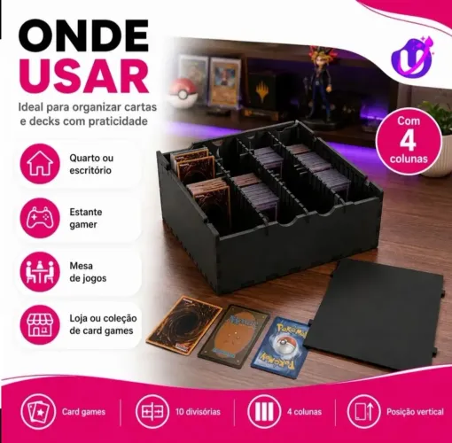 Caixa Organizadora para Cards - Pokémon, Yu-Gi-Oh, Magic - MDF