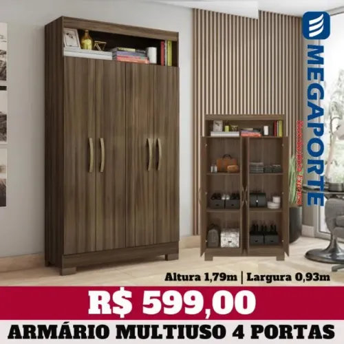 Armário Escritório Multiuso 4 Portas com Nicho (Novo) Entrega Grátis!