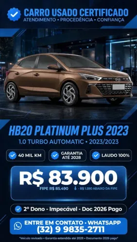 Hyundai HB20 Platinum 1.0 TB Flex 12V AUT 2023