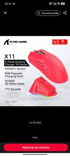 Mause gamer atack shark s/fio rosa