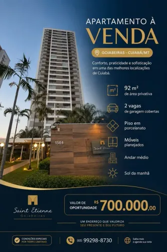 Apartamento com 3 quartos disponível para venda, bairro goiabeiras, Cuiabá-MT