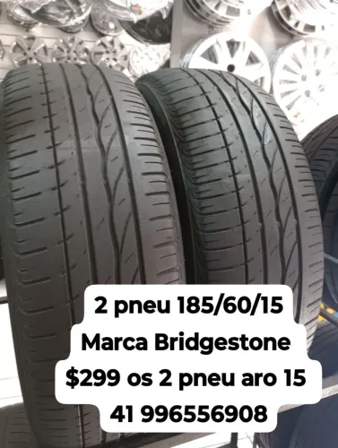 Pneus 185/60/15 marca Bridgestone $299 os 2 pneu aro 15 usados roda muito ainda