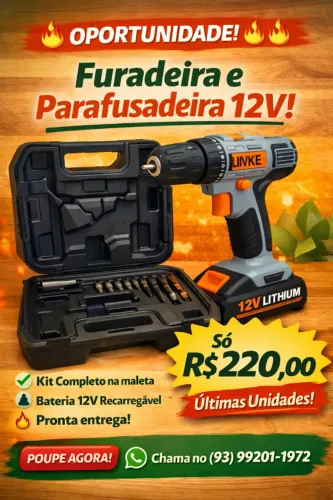 Parafusadeira e Furadeira 12V com Maleta Completa