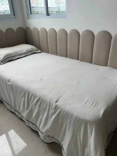 Cama box baú com cama auxiliar + cabeceira completa estofada