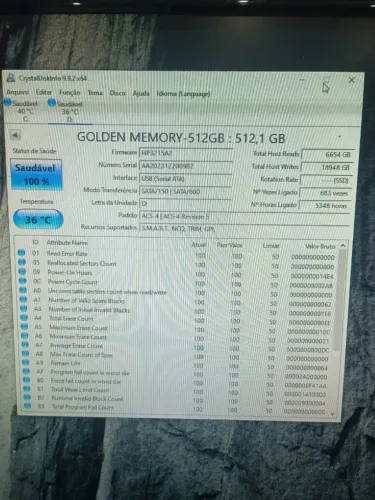 ssd de 512gb saúde 100% pronto pra uso só venda já esta no menor preço