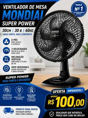 Ventilador Mondial Super Power 30 cm - R$ 100,00