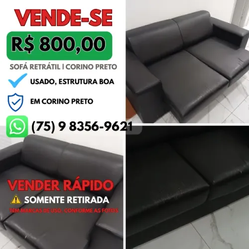 Sofá de Corino Preto (USADO)