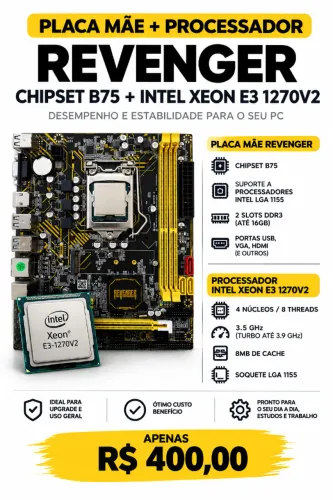 KIT PLACA MÃE E PROCESSADOR XEON - LGA 1155