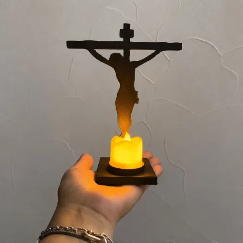 Porta-Vela Jesus Crucificado 17 cm em 3D - Ilumine Sua Fé e Transforme Seu Ambiente