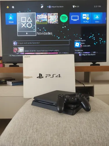 PS4 Slim + Controle Original DualShock 4 - Funcionando Perfeitamente