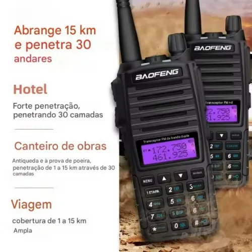 Radio Comunicador Uv-82 Com Fone Walk Talk Profissional