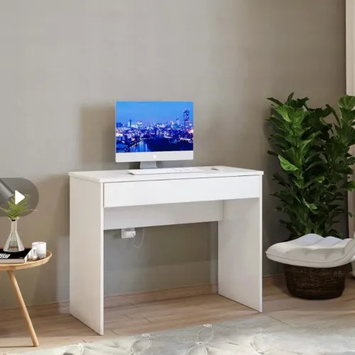 Mesa Home Office 90cm Gaveta e Prateleira | Escrivaninha para Estudo/Notebook