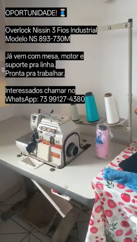Máquina overclock Nissin  3 fio com mesa industrial 