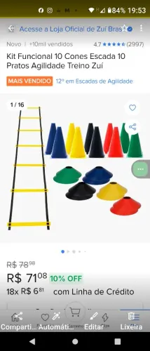 Kit treino funcional ZUI 10 pratos 10 cones escada