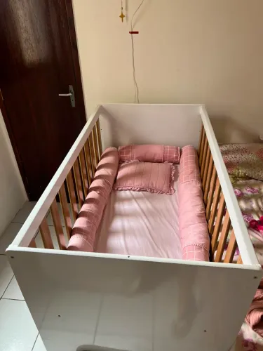 Berço que vira Mini Cama + Colchão + Kit Berço | Perfeito Estado