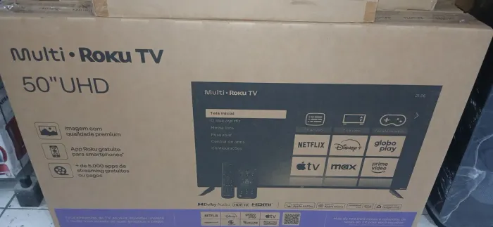 Tv 50 polegadas mult roku nova lacrada