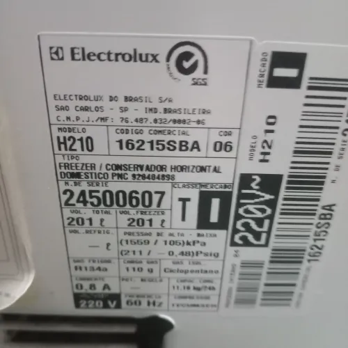 Freezer Electrolux 220 vt