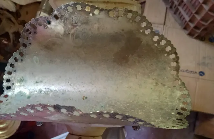Porta guardanapos,com banho de prata vintage todo bordado