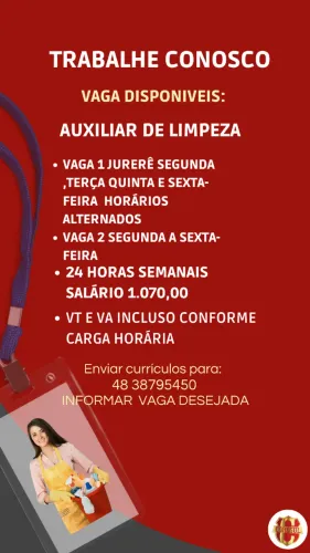 VAGAS DE AUXILIAR DE SERVIÇOS GERAIS JURERÊ E REGIÃO