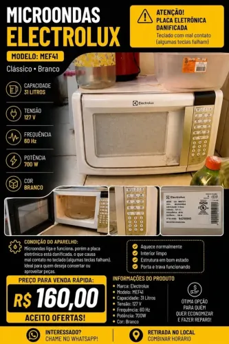 Micro-ondas Electrolux 31 Litros - Para conserto