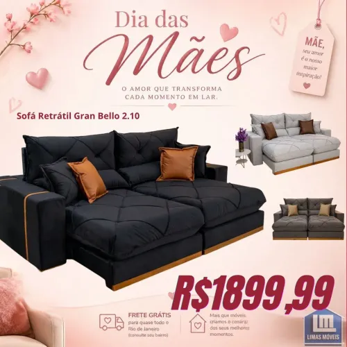 Sofá Retrátil e Reclinável Gran Bello
