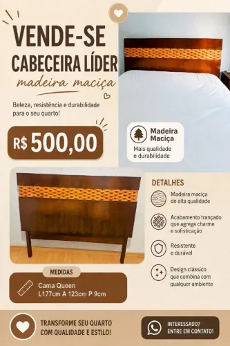 Cabeceira Madeira Maciça Cama Queen