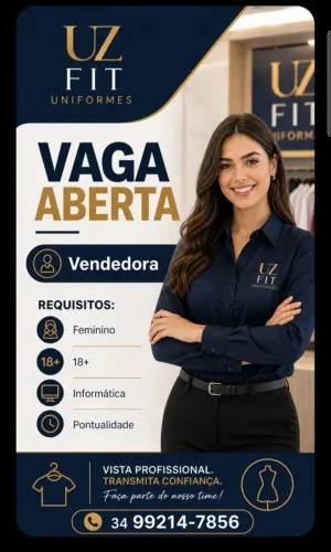 Vendedora para loja de uniformes 