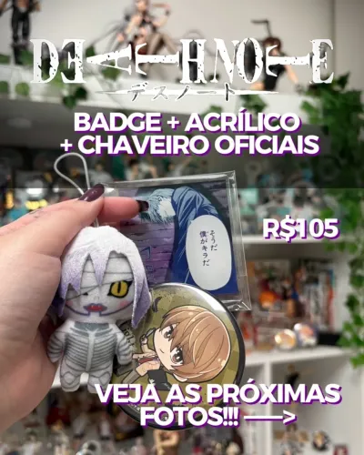 DEATH NOTE BADGE ACRÍLICO + CHAVEIRO OFICIAIS! 