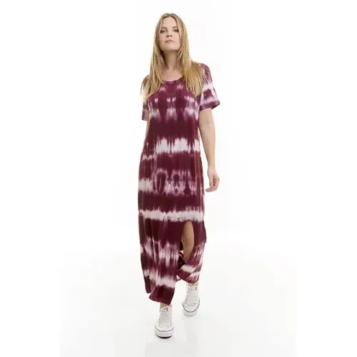 Vestido Aura Fenda Tie Dye Cor Vinho Tamanho P