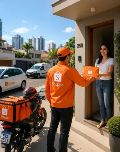 Renda Extra entregadores com motos e carros de passeio para entrega de pacotes da Shopee 