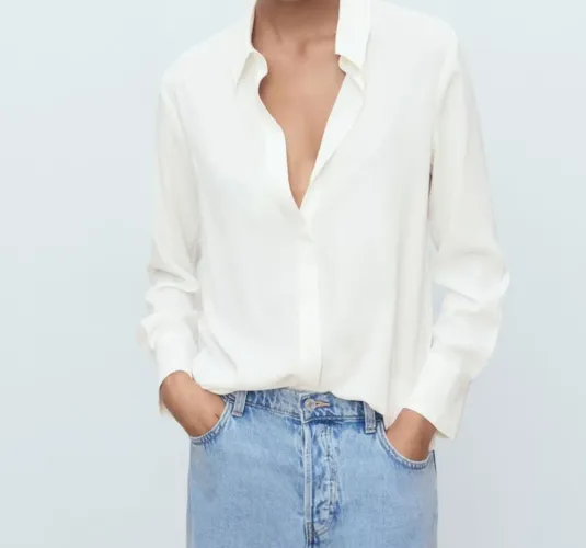 Camisa feminina Mango Básic - Branca