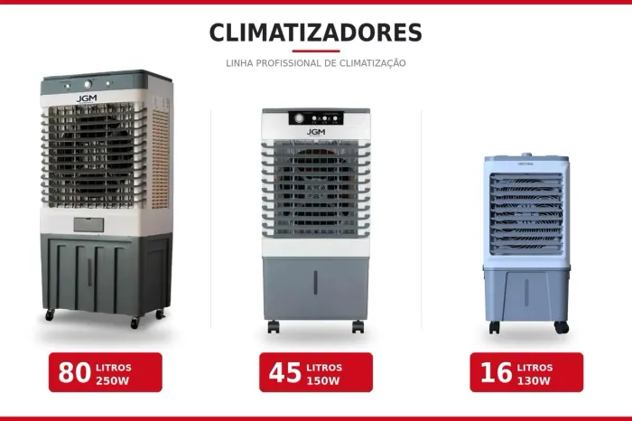 Linha de Climatizadores JGM: 3 tamanhos