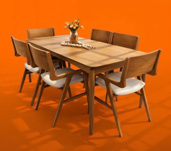 Mesa de Jantar Laminada com 6 Cadeiras PROMOÇÃO