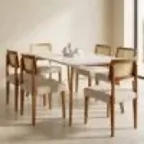Mesa de Jantar Milão C/6 Cadeiras em Linho tt17 S