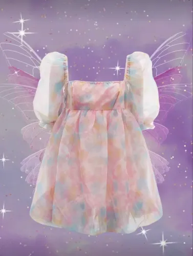 Vestido Puff Dress Festa Tule Rosa
