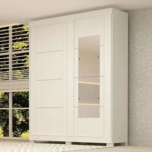 Guarda-roupa Casal Helena 2 Portas 2 Gavetas com Espelho 100% Mdf Branco - Acp Móveis Bran