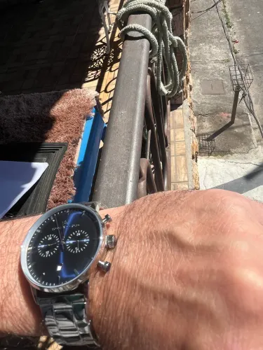 Relógio Monte Carlo Masculino Multi Dual Time Em Aço fundo azul