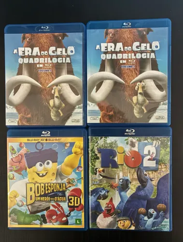 Blu Ray Infantis A Era do Gelo 1 a 4, Rio 2, Bob Esponja (só o 3D) - Leia a descrição