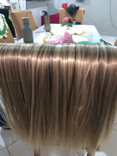 Cabelo de fibra,luzes platinado,8 telas,Na fita adesiva pronta.