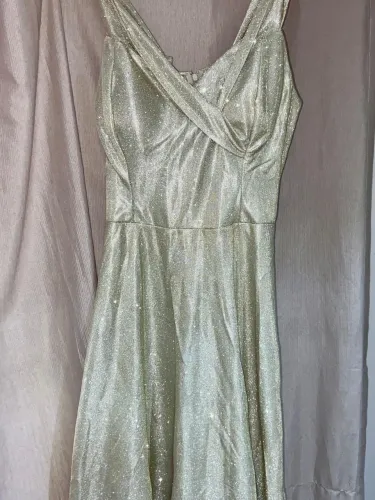 Vestido Longo Dourado Brilhante + Sandália de Brinde 
