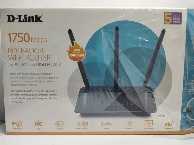 Roteador D-Link DIR-859 AC1750 Gigabit - Quase Novo com Plástico, Caixa e Manual